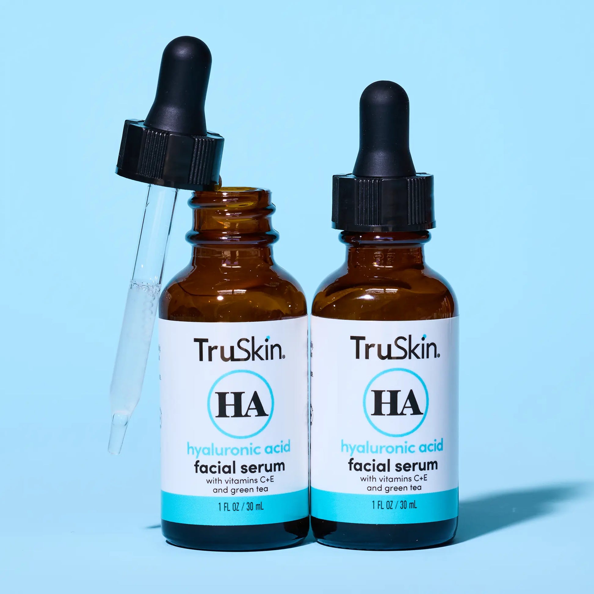 Truskin Hyaluronic Acid Serum for Face - Hydrating Moisturizer with Vitamin C & Green Tea to Restore, Plump, & Firm Skin - Dermatologist Tested - Cruelty Free - Formula Designed for Moisturizing and Ultra Hydration.