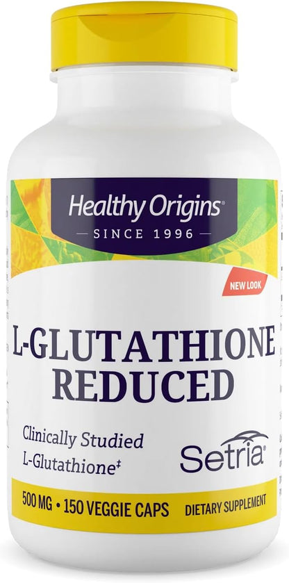 Setria L-Glutathione 500 Mg, 150 Veggie Capsules - Reduced Form Master Antioxidant Supplement - Supports Liver Health, Detoxification, Immune Function & Healthy Skin - 5 Month Supply