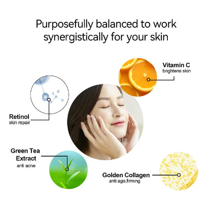 XMEECOS Retinol and Collagen Serum for Face with Collagen Balls Niacinamide Green Tea Extract Vitamin C Retinol Natural Anti-Aging Moisturizing Vitamin a Soothing and Amino Acid| Giftable| Skincare Moisturizer Skin Repair Nourishing
