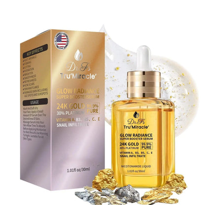 24K Gold Serum for Face with Platinum, Skin Repair Anti-Aging Hydrating, Tightening Firming, Plumping, Lifting Serum Enriched with Retinol, Vitamin B3 C E & Snail Mucin for Boosting Collagen Production, Facial Serum Hydrate Moisturizer Skincare Comfort
