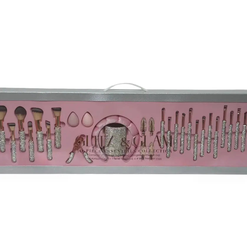 Rhinestone Makeup Brush & Holder 25 Piece Set