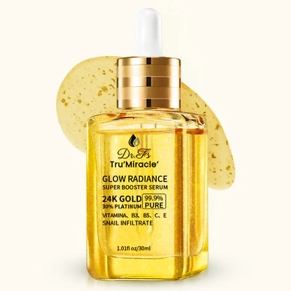 24K Gold Serum for Face with Platinum, Skin Repair Anti-Aging Hydrating, Tightening Firming, Plumping, Lifting Serum Enriched with Retinol, Vitamin B3 C E & Snail Mucin for Boosting Collagen Production, Facial Serum Hydrate Moisturizer Skincare Comfort