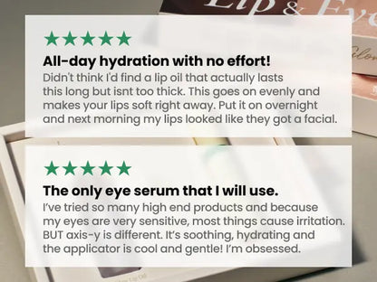 AXIS-Y Lip & Eye Set - Vegan Collagen Eye Serum + Vita Glow Lip Oil Dreamy Olive for Daily Korean Skin Care Routine for Eyes & Lips