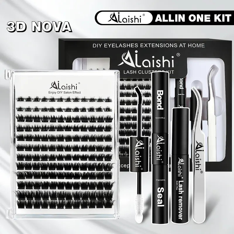 Ailaishi 3D DIY Classic Black and White Eyelash Cluster Set, Including Cluster-Style Single-Length False Lashes, Waterproof Adhesive and Sealant, and Springtock Beginner-Friendly Makeup Tool Kit for Eyelash Clusters.Tiktok Shop Holiday Haul