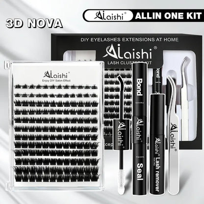 Ailaishi 3D DIY Classic Black and White Eyelash Cluster Set, Including Cluster-Style Single-Length False Lashes, Waterproof Adhesive and Sealant, and Springtock Beginner-Friendly Makeup Tool Kit for Eyelash Clusters.Tiktok Shop Holiday Haul