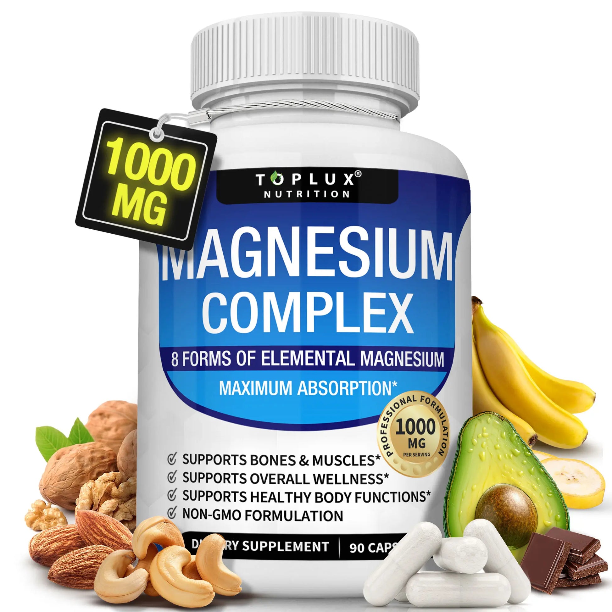 Toplux Magnesium Complex - 8 Essential Magnesium Supplement, 1000 mg