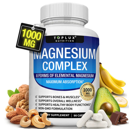 Toplux Magnesium Complex - 8 Essential Magnesium Supplement, 1000 mg