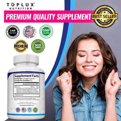 Toplux Magnesium Complex - 8 Essential Magnesium Supplement, 1000 mg