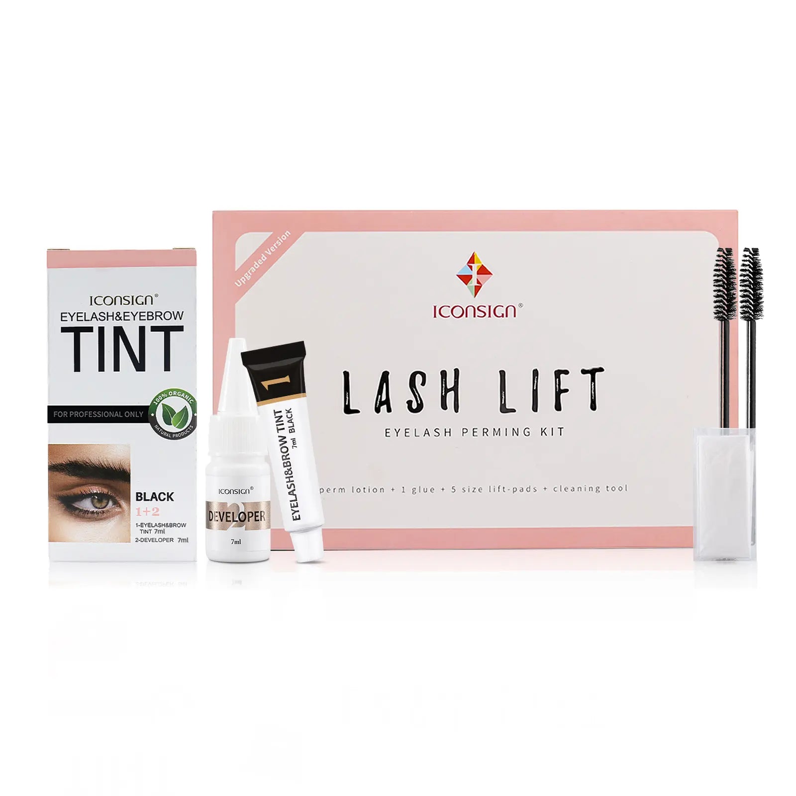 ICONSIGN Lash Lift Kit with Eyebrow Tint Dye for Salon Use - Black Eyelash Perm & Brow Tint - Gift Set for Friends Family & Workates - 35-50 Days Lash Lift & 60-90 Days Brow Tint Makeup
