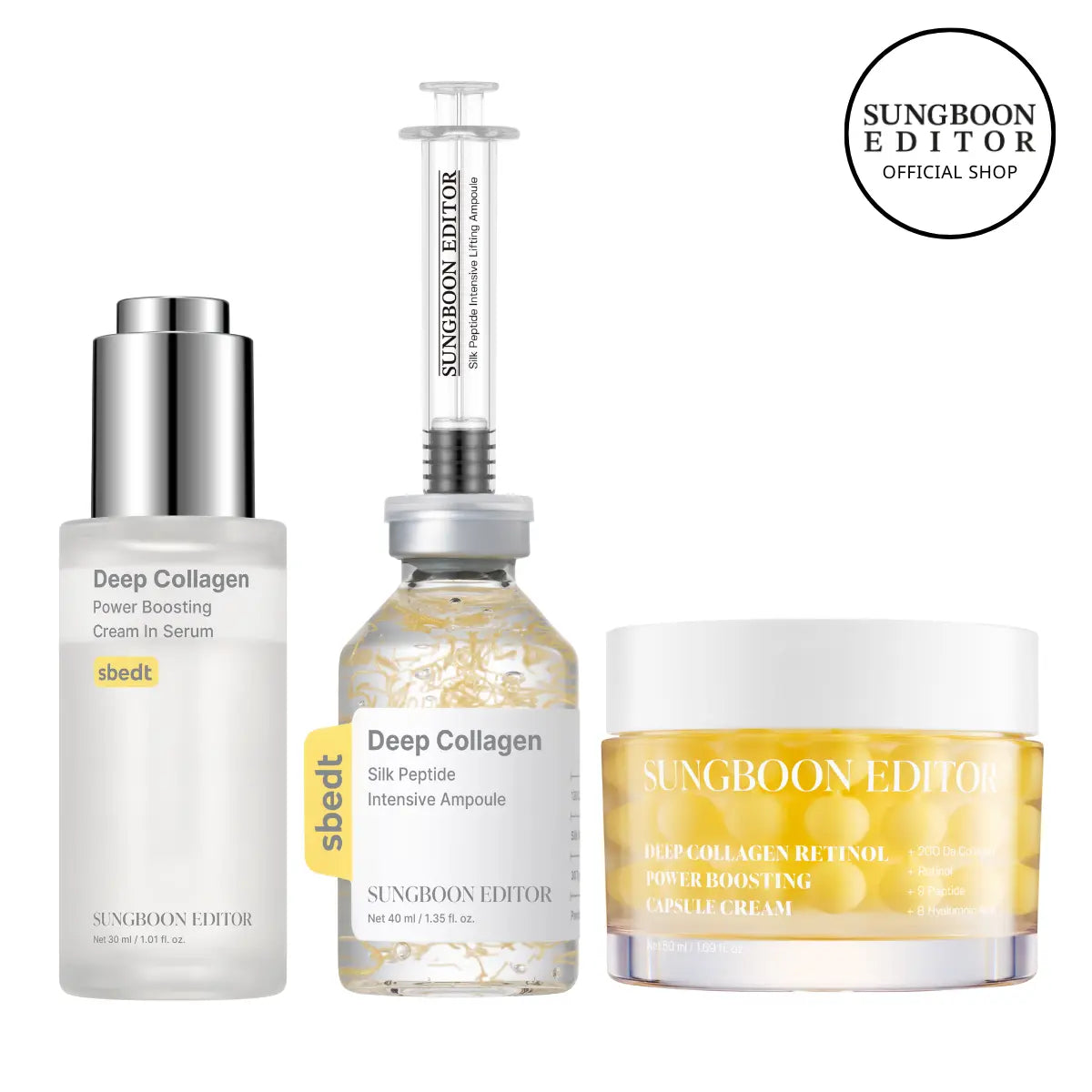 [Sungboon] Complete Firming Care Trio | Retinol, Collagen & Peptide Essentials for Hydration, Elasticity & Radiance Korean Hydrate Moisture Daily Lightweight