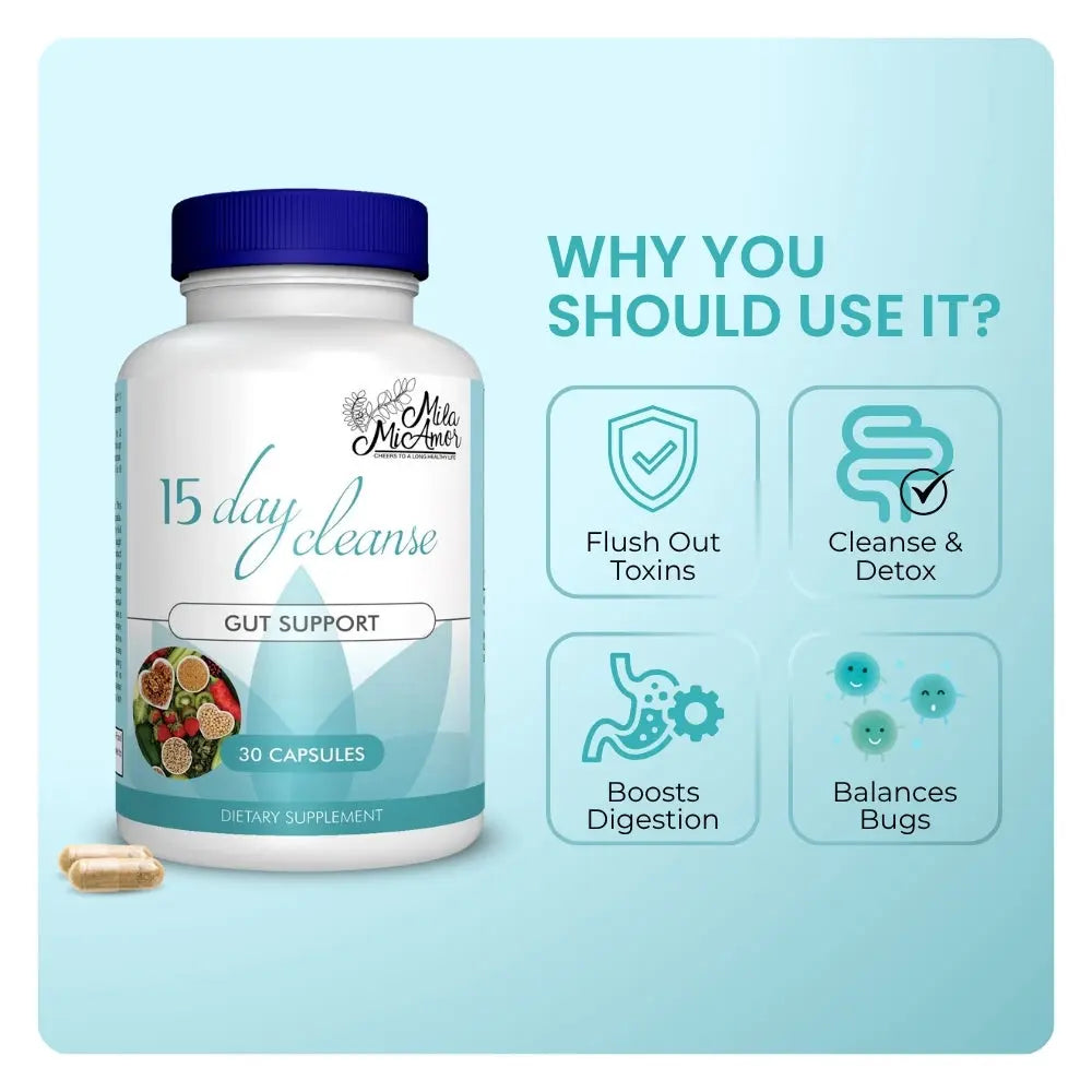 15-Day Gut and Colon Cleanse - Caffeine-Free Advanced Formula with Senna, Cascara Sagrada, and Psyllium Husk - Non-GMO - 30 Capsules