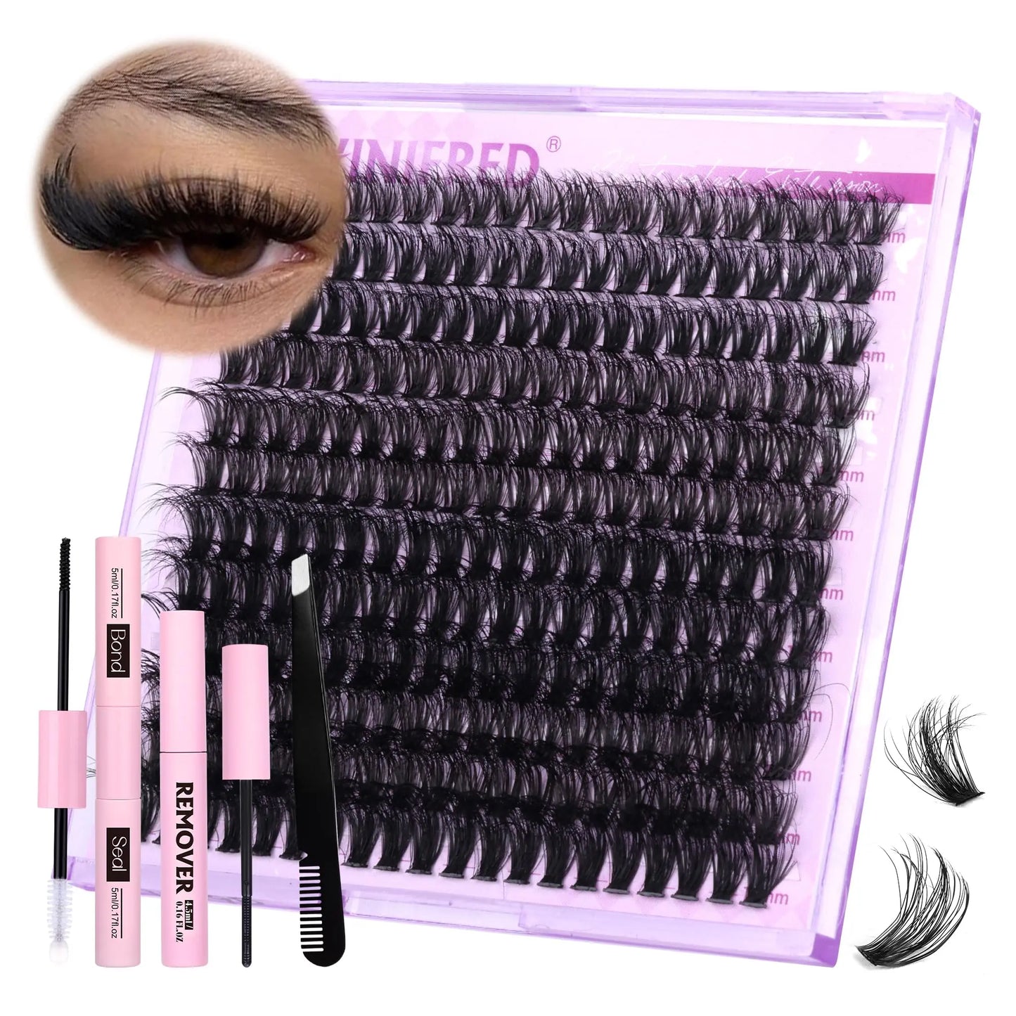 Fluffy Lash Extension Kit Lash Clusters Thick Individual Lashes 10-16Mm Eyelashes Extension Kit 50D Wispy Mink Lash Kit Cluster Lashes with Lash Bond and Seal Lash Remover by Winifred