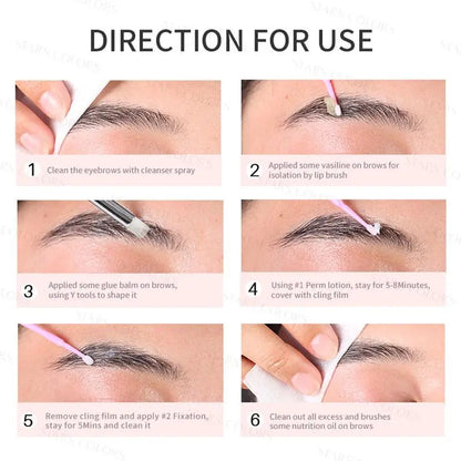 Eyelashes Lift Kit, 1 Box 2 in 1 Lash & Brow Lift Kit, Lash Lift Kit, Eyelash Perm Kit for Beginner , Makeup Products Eyelash & Eyebrow Accessories Tool Set, Including Perm Lotion, Glue Balm, Eyelash Curler, Brow Lamination