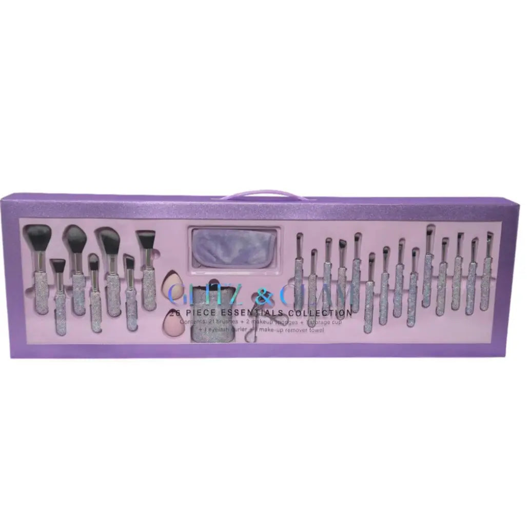 Rhinestone Makeup Brush & Holder 25 Piece Set