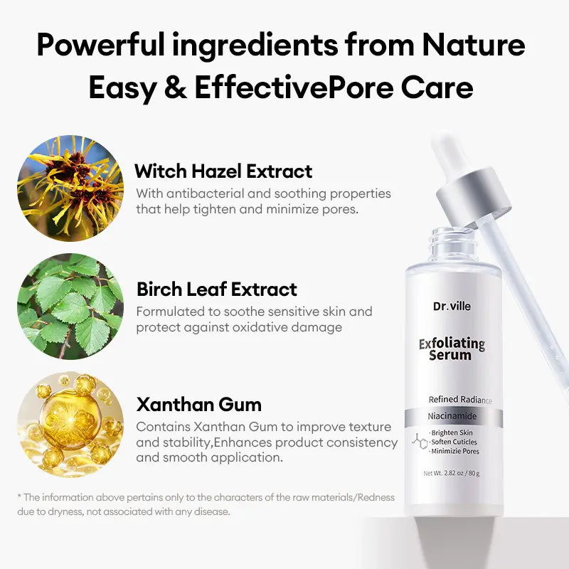 Dr.Ville Exfoliating Essence – Gentle Peeling Serum for Blackheads, Whiteheads, Large Pores & Dull Skin-C