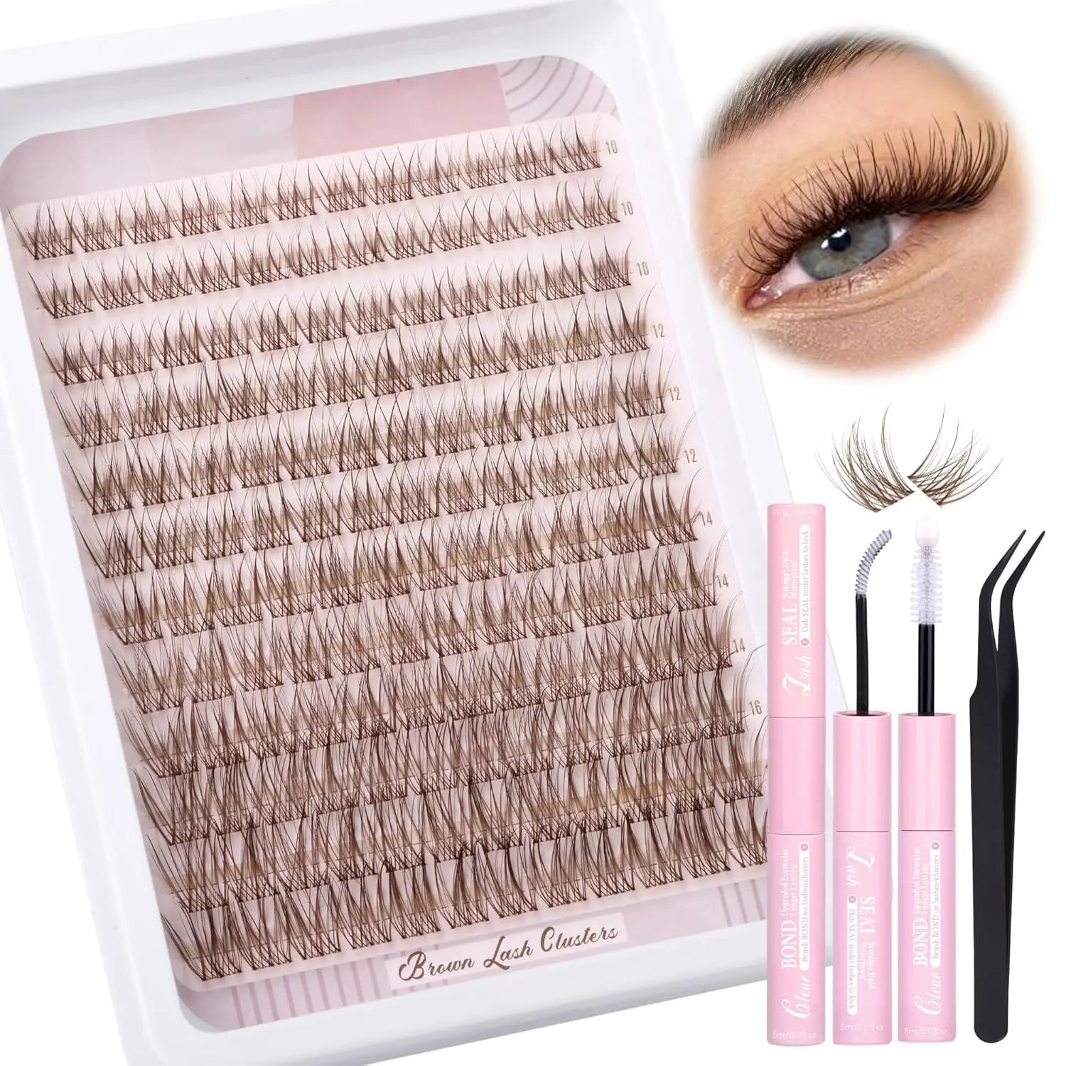 Natural DIY Lash Extension Kit - Waterproof Lash Clusters Kit C Curl 10-16Mm DIY Lash Extension