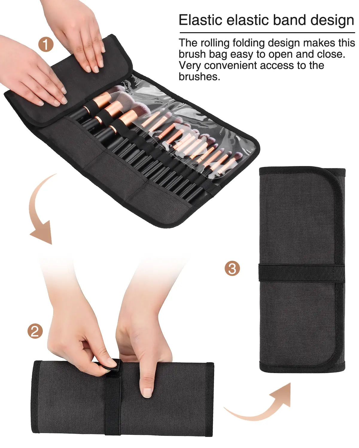 Relavel Makeup Brush Holder,Makeup Brush Organizer,Travel Makeup Brushes Bag Cosmetic Bags Pouch for Women Eyebrow Pencil Brushes Makeup Artist -Brushes Not Included