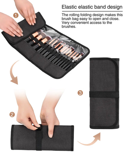 Relavel Makeup Brush Holder,Makeup Brush Organizer,Travel Makeup Brushes Bag Cosmetic Bags Pouch for Women Eyebrow Pencil Brushes Makeup Artist -Brushes Not Included