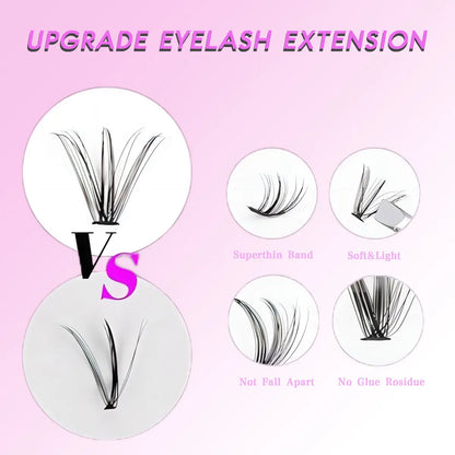 Eyelash Extension Kit 320Pcs, Eyelash Tufts Eyelash Extension Kit - D Curl 9-16Mm Mix 40D Single Eyelash Kit, DIY Personal Eyelash Cluster Kit, Eyelash Gluing & Sealing, Eyelash Extensions, Eyelash Applicator Tool for Home False Eyelash Cluster Kit