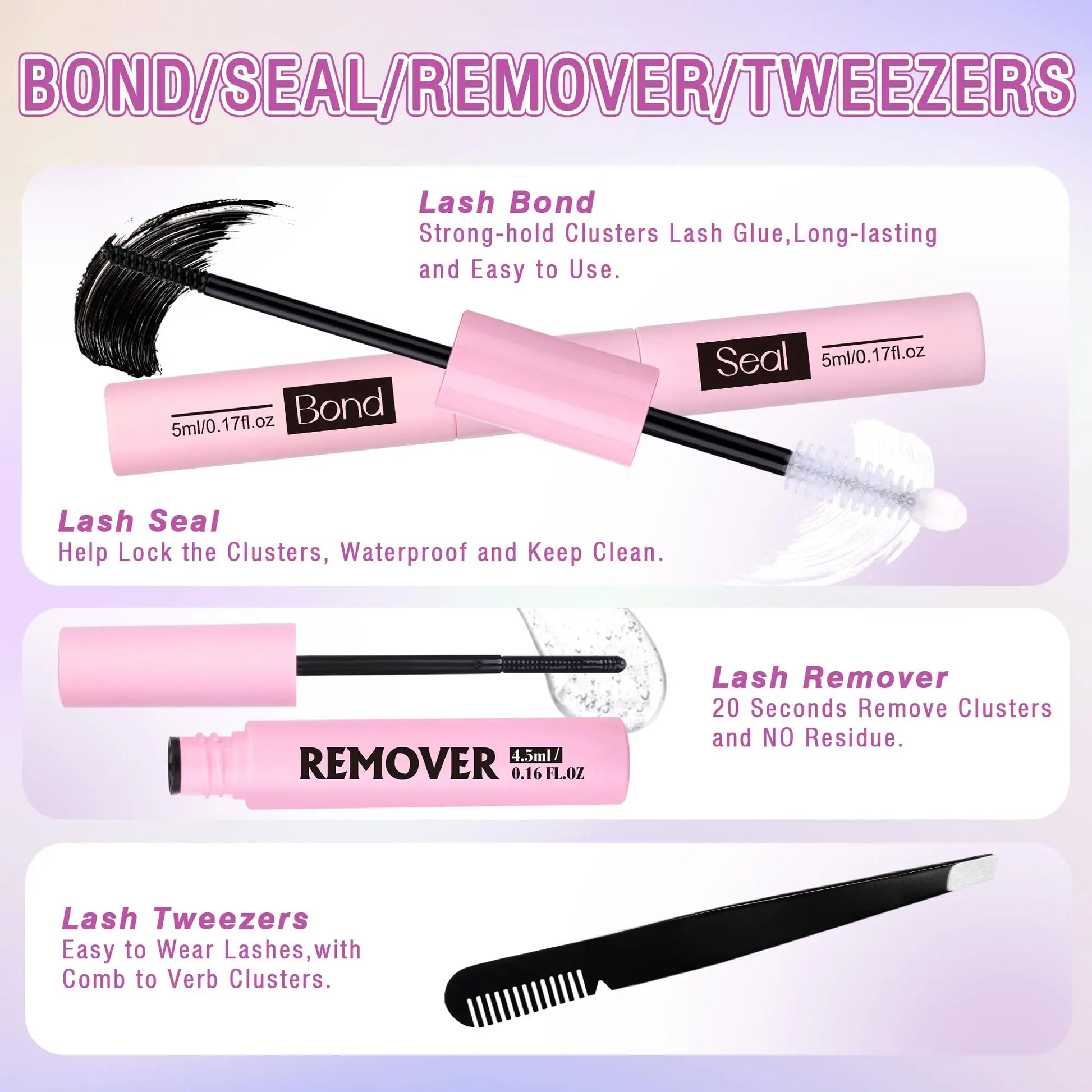 Fluffy Lash Extension Kit Lash Clusters Thick Individual Lashes 10-16Mm Eyelashes Extension Kit 50D Wispy Mink Lash Kit Cluster Lashes with Lash Bond and Seal Lash Remover by Winifred