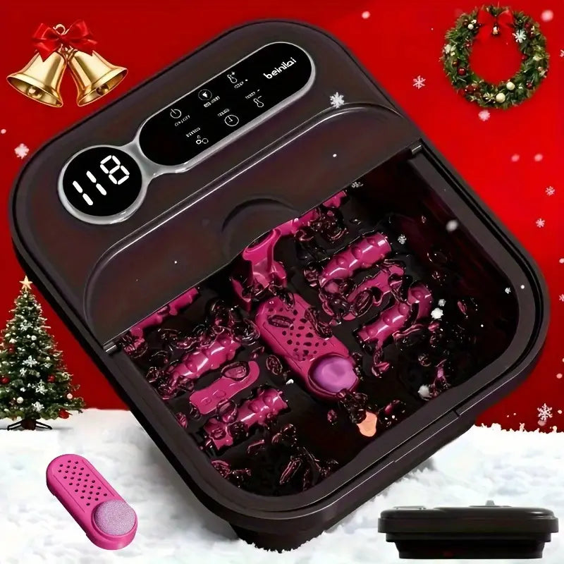 Foldable, Self-Heating Foot Cleaner Machine; Temperature-Controlled Foot Basin with Massage Rollers, Bubbles, and a Removable Footrest—The Perfect Gift for Family and Friends, and an Excellent Choice for Mother'S Day Gifts.