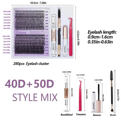 ISEEN Fairy Spikes Cluster Lash Kit with Natural Soft Easy to Apply Curl Lasting Eyelashes for Beautiful Look