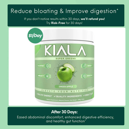 Kiala Nutrition Super Greens Organic Powder with Spirulina & Chlorella for Digestion Gut Health Immunity & Energy Vegan Supplement US Made Edible Watermelon Blush Flavor Healthcare Natural Vitamin Fitness Dietary