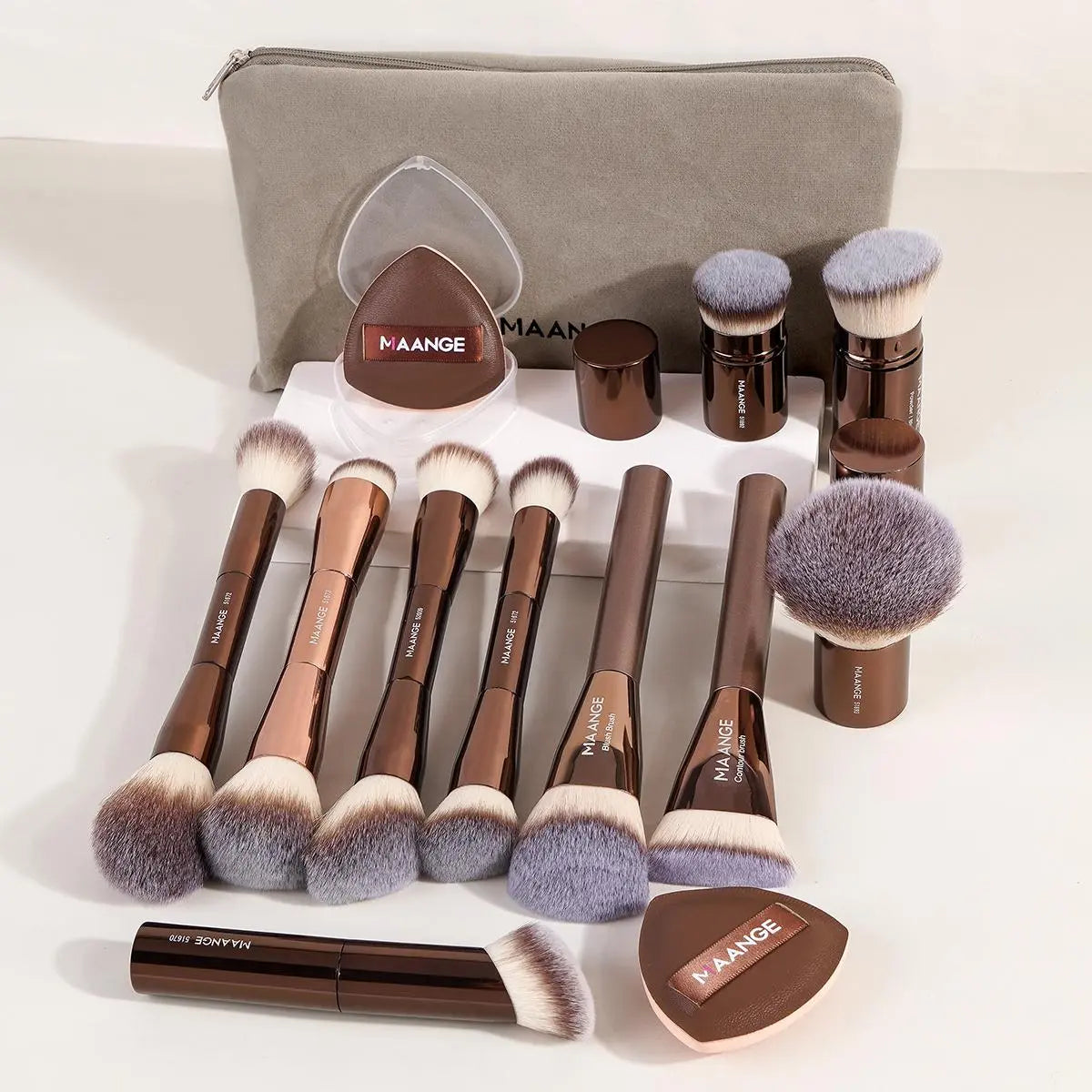 Makeup Tools Set, 13Pcs/Set Makeup Brush & Powder Puff with Makeup Brush Organizer, Cosmetic Tools for Women, Makeup Brush Set, Makeup Brush Full Set, Valentine'S Day, Gift for Her, Makeup Brushes Kits, Makeup Brush Holder