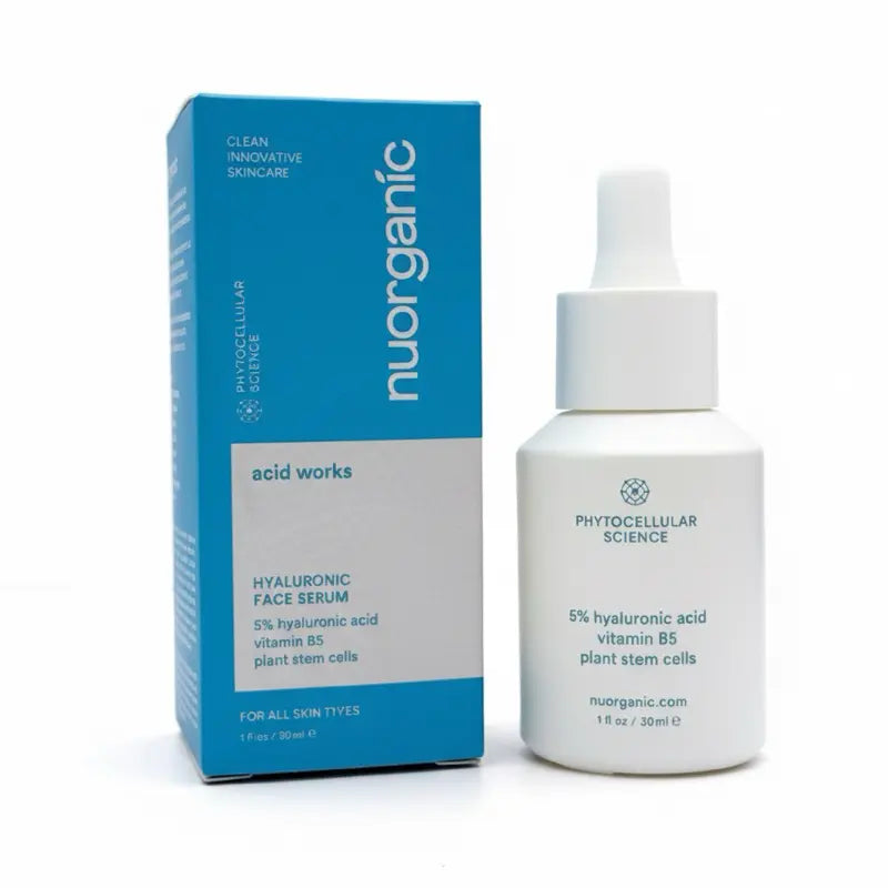 Nuorganic Acid Works Hyaluronic Acid Face Serum Organic Ingredients for Superior Skin Hydration anti Aging Skincare Treatment 30 Ml