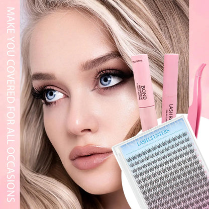 Eyelash Kit 9-12Mm 168PCS Wispy Natural Cluster Eyelash DIY Lash Extension Kit with Lash Bond and Seal, Lash Tweezers, DIY Eyelash Extension Kit for Beginners