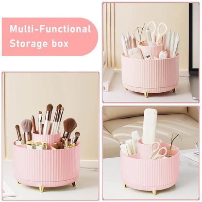Makeup Brush Storage Box, 1 Count Multi-Functional Rotating Makeup Brush Holder, Durable Makeup Organizer for Bedroom Bathroom, Makeup Storage Organizer, Bedroom Accessories