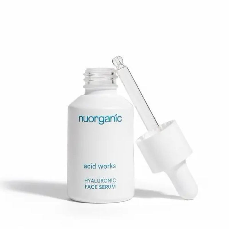 Nuorganic Acid Works Hyaluronic Acid Face Serum Organic Ingredients for Superior Skin Hydration anti Aging Skincare Treatment 30 Ml